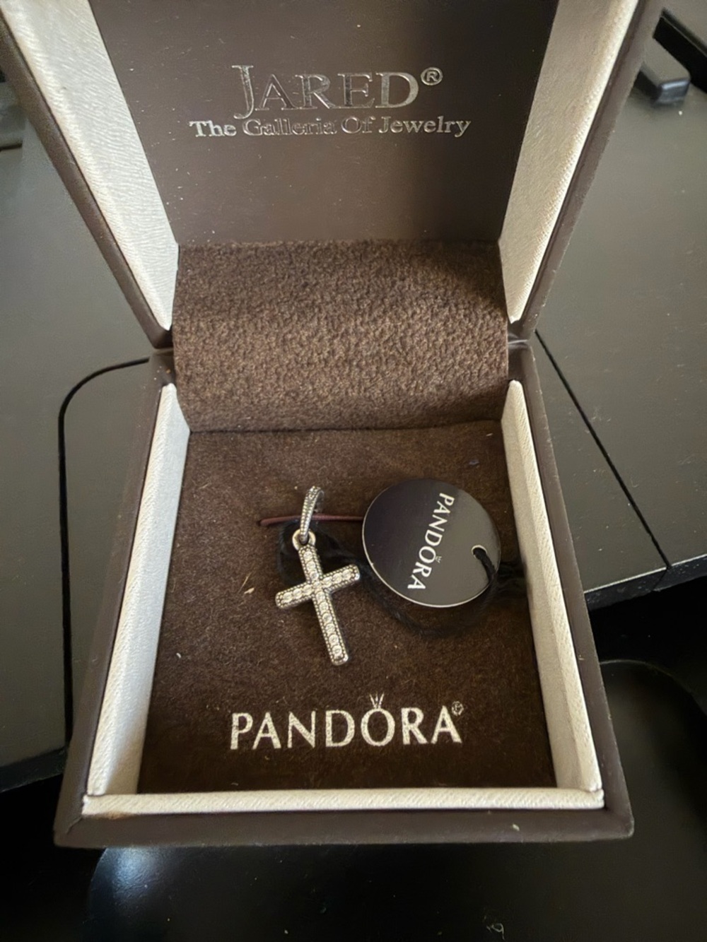 Pandora Silver Cross Pendant with Clear Crystals